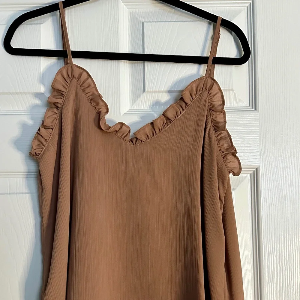 Tan Ruffle Camisole - Picture 1 of 3